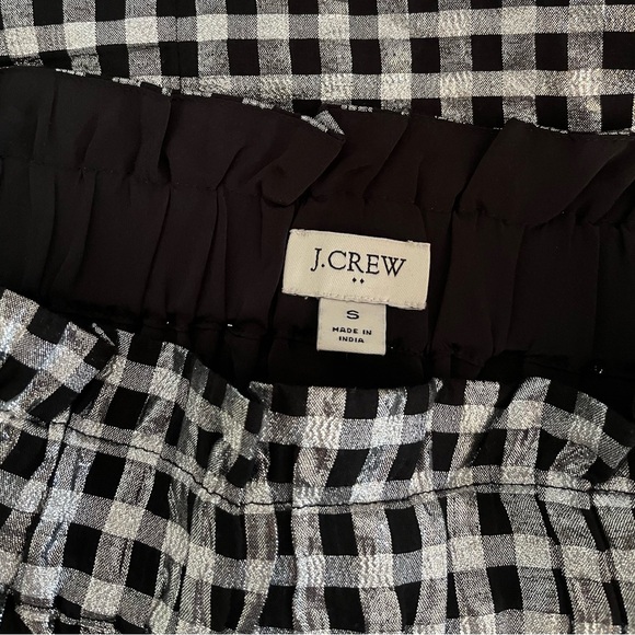 NEW J.Crew metallic silver and black gingham paper bag waist skirt - Picture 6 of 7